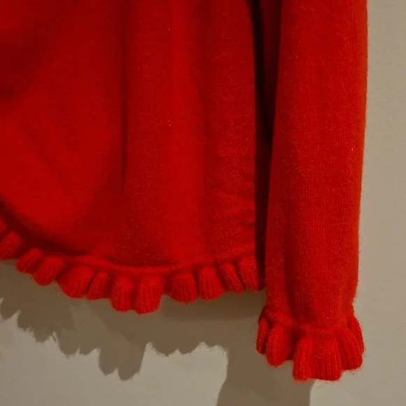 Cashmere Pure Collection Red Ruffle Cardigan - Picture 5 of 6
